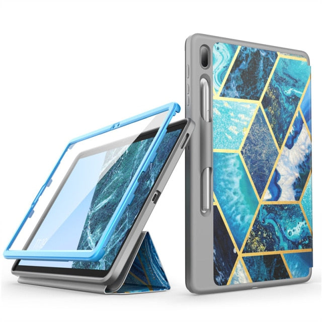 Geometric Full-Body Trifold with Built-in Screen Protector Smart Cover for Samsung Galaxy Tab S7-Tabletory-Ocean-