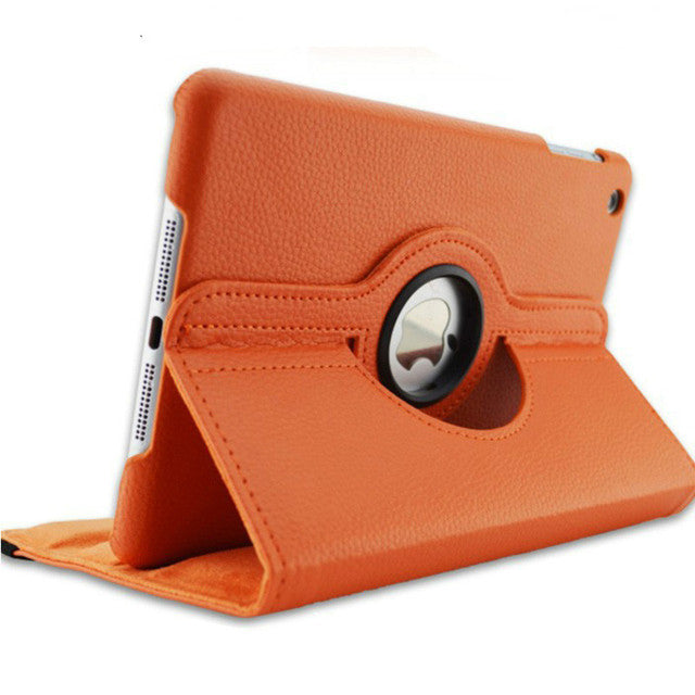 Faux Leather 360-degree Rotation Case for iPad-Tabletory-Orange-iPad 7th Gen 8th Gen & 9th Gen 10.2 inch-